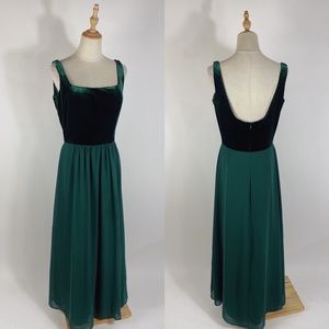 JASMINE B2 Bridesmaid Green Velvet Sleeveless Gown Floor Length Maxi US12